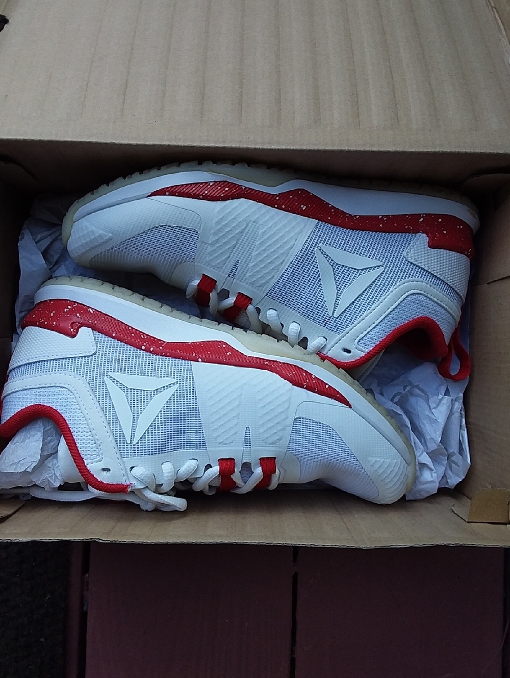 Reebok White and Red Training Sneakers with Logo